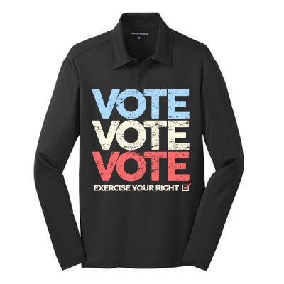 Vote Vote Vote Exercise Your right Silk Touch Performance Long Sleeve Polo