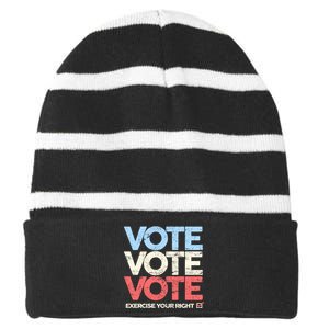 Vote Vote Vote Exercise Your right Striped Beanie with Solid Band