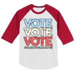 Vote Vote Vote Exercise Your right Kids Colorblock Raglan Jersey