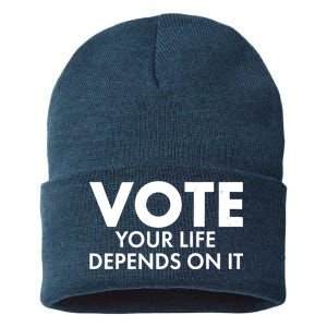 VOTE Your Life Depends On it Sustainable Knit Beanie