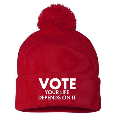 VOTE Your Life Depends On it Pom Pom 12in Knit Beanie