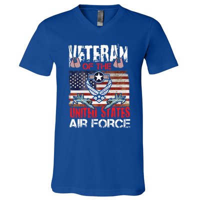 Veteran Of United States Air Force Fighter Jet Veterans Day Gift V-Neck T-Shirt