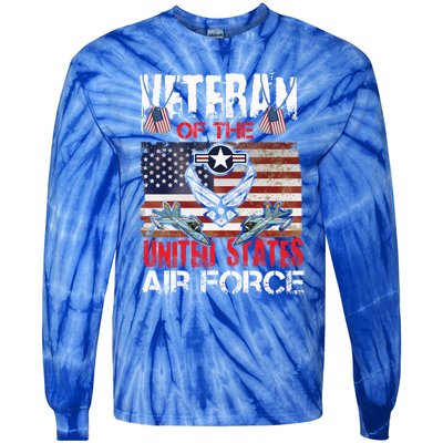 Veteran Of United States Air Force Fighter Jet Veterans Day Gift Tie-Dye Long Sleeve Shirt