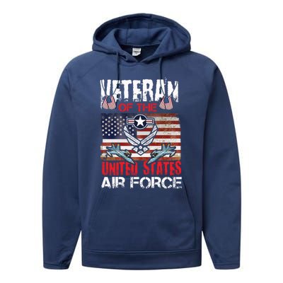 Veteran Of United States Air Force Fighter Jet Veterans Day Gift Performance Fleece Hoodie