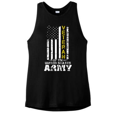 Veteran Of United States US Army Veteran Ladies PosiCharge Tri-Blend Wicking Tank