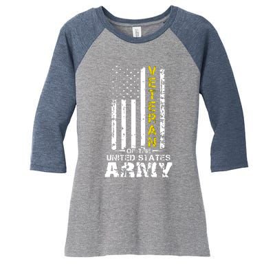 Veteran Of United States US Army Veteran Women's Tri-Blend 3/4-Sleeve Raglan Shirt