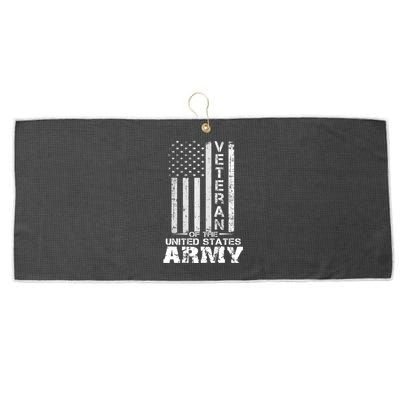 Veteran Of United States Army Veteran Gold Large Microfiber Waffle Golf Towel