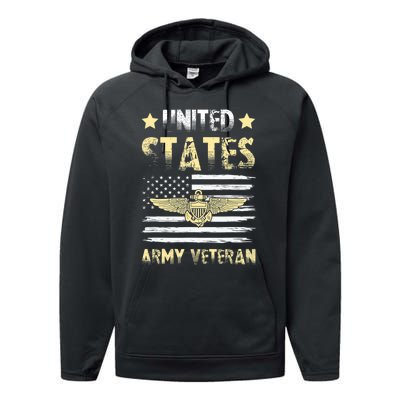 Veteran of United States US Army veteran Gold Performance Fleece Hoodie