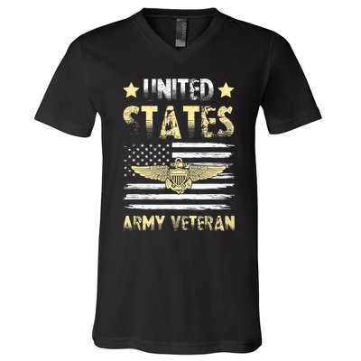 Veteran of United States US Army veteran Gold V-Neck T-Shirt