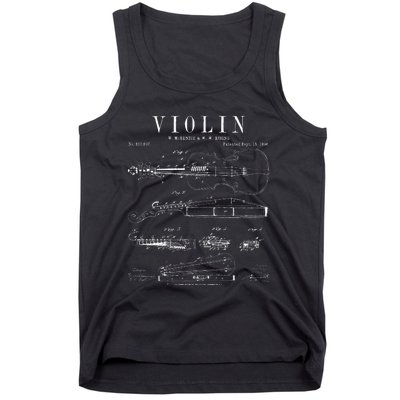 Violin Old Vintage Patent Drawing Print Tank Top