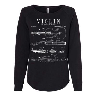 Violin Old Vintage Patent Drawing Print Womens California Wash Sweatshirt