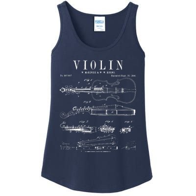 Violin Old Vintage Patent Drawing Print Ladies Essential Tank