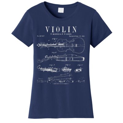 Violin Old Vintage Patent Drawing Print Women's T-Shirt