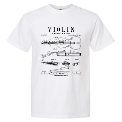 Violin Old Vintage Patent Drawing Print Garment-Dyed Heavyweight T-Shirt