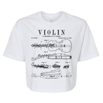 Violin Old Vintage Patent Drawing Print Bella+Canvas Jersey Crop Tee