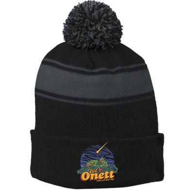 Visit Onett Stripe Pom Pom Beanie