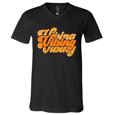 Vibing Orange Vibes Only Color V-Neck T-Shirt