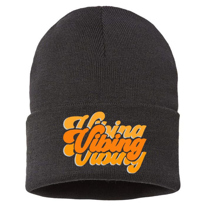 Vibing Orange Vibes Only Color Sustainable Knit Beanie