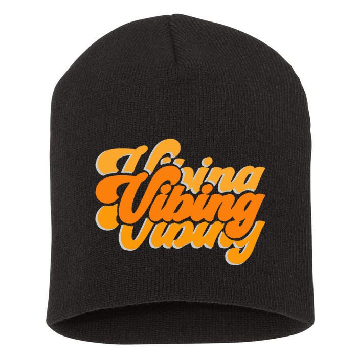 Vibing Orange Vibes Only Color Short Acrylic Beanie