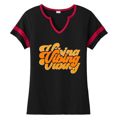 Vibing Orange Vibes Only Color Graphic Ladies Halftime Notch Neck Tee