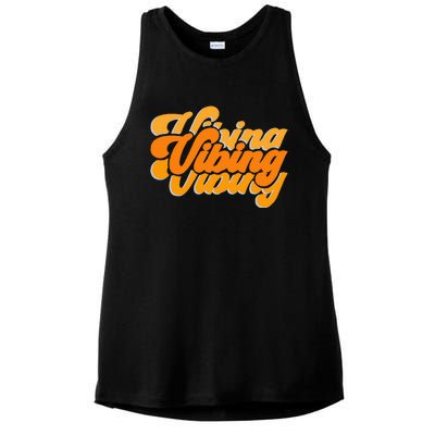 Vibing Orange Vibes Only Color Graphic Ladies PosiCharge Tri-Blend Wicking Tank