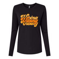 Vibing Orange Vibes Only Color Graphic Womens Cotton Relaxed Long Sleeve T-Shirt