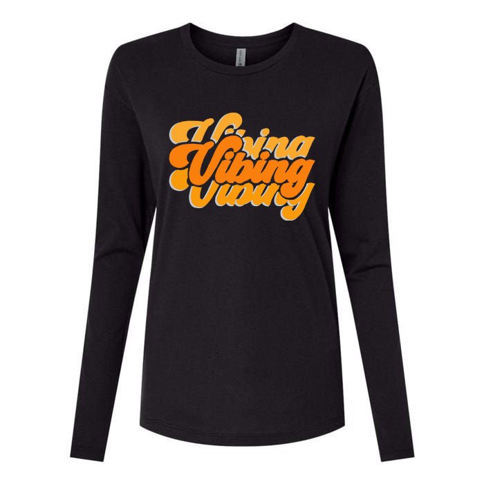 Vibing Orange Vibes Only Color Graphic Womens Cotton Relaxed Long Sleeve T-Shirt