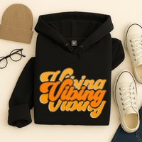 Vibing Orange Vibes Only Color Graphic Hoodie