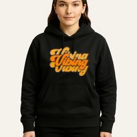 Vibing Orange Vibes Only Color Graphic Hoodie