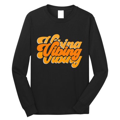 Vibing Orange Vibes Only Color Graphic Long Sleeve Shirt