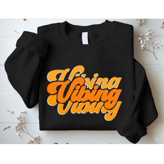 Vibing Orange Vibes Only Color Graphic Sweatshirt