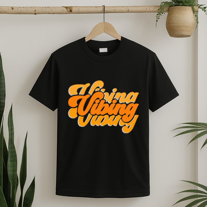 Vibing Orange Vibes Only Color Graphic T-Shirt
