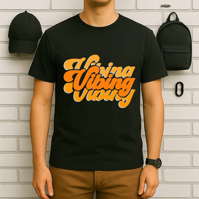 Vibing Orange Vibes Only Color Graphic T-Shirt