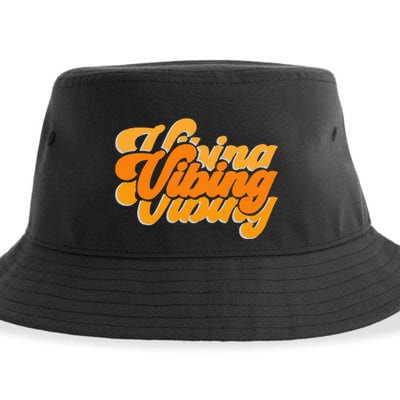Vibing Orange Vibes Only Color Graphic Sustainable Bucket Hat