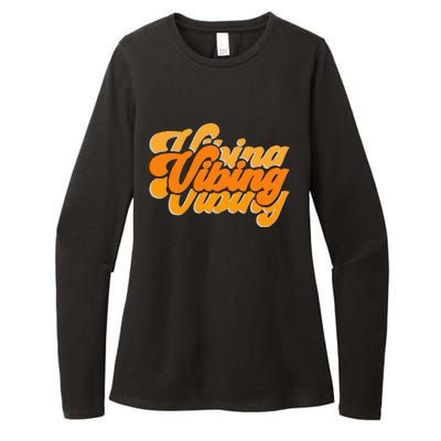 Vibing Orange Vibes Only Color Graphic Womens CVC Long Sleeve Shirt