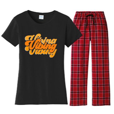 Vibing Orange Vibes Only Color Graphic Women's Flannel Pajama Set