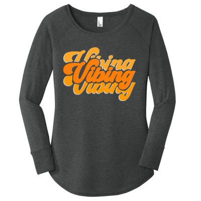 Vibing Orange Vibes Only Color Graphic Women's Perfect Tri Tunic Long Sleeve Shirt