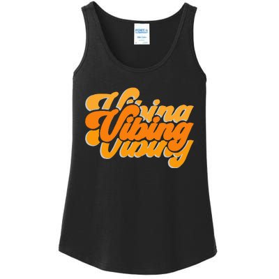 Vibing Orange Vibes Only Color Graphic Ladies Essential Tank