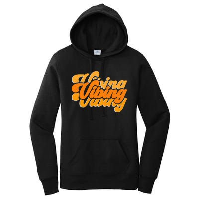 Vibing Orange Vibes Only Color Graphic Women's Pullover Hoodie