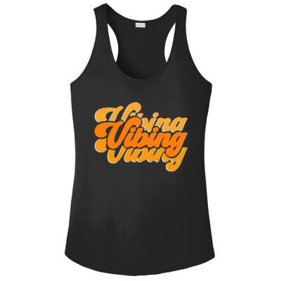 Vibing Orange Vibes Only Color Graphic Ladies PosiCharge Competitor Racerback Tank