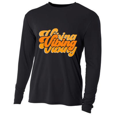 Vibing Orange Vibes Only Color Graphic Cooling Performance Long Sleeve Crew