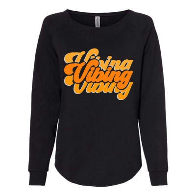 Vibing Orange Vibes Only Color Graphic Womens California Wash Sweatshirt