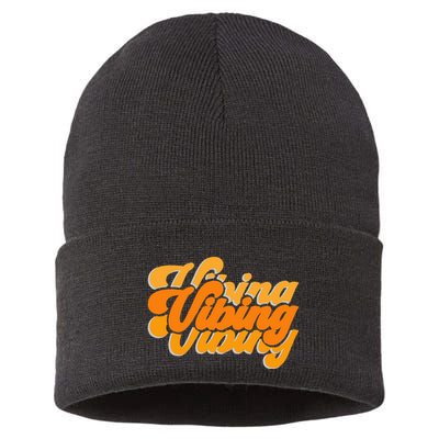 Vibing Orange Vibes Only Color Graphic Sustainable Knit Beanie