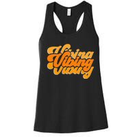 Vibing Orange Vibes Only Color Graphic Women's Racerback Tank