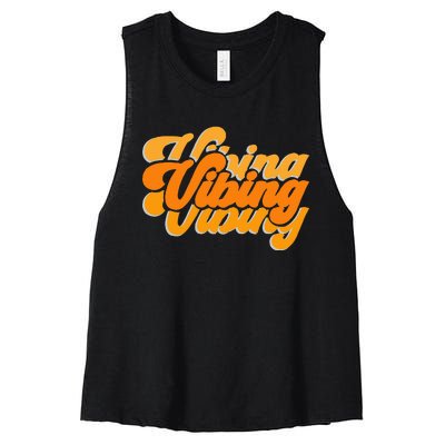 Vibing Orange Vibes Only Color Graphic Women's Racerback Cropped Tank