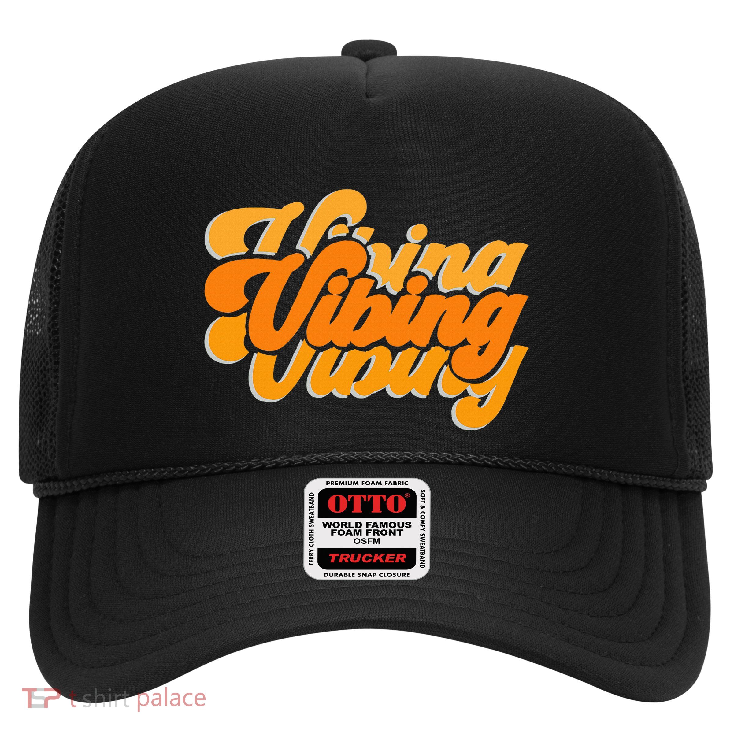 Vibing Orange Vibes Only Color Graphic Trucker Hat