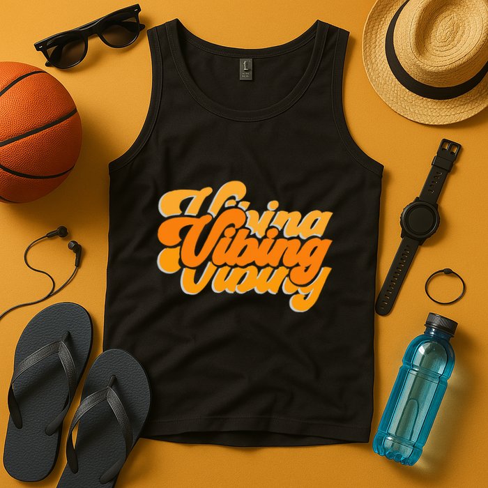 Vibing Orange Vibes Only Color Graphic Tank Top