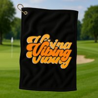 Vibing Orange Vibes Only Color Graphic Golf Towel