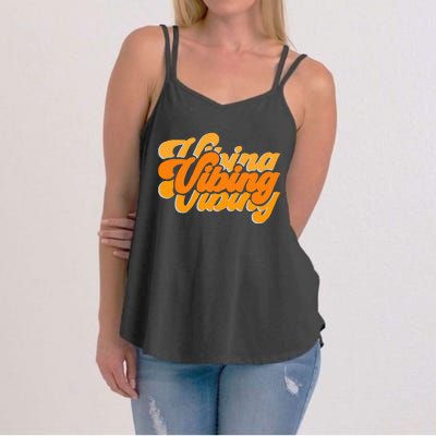 Vibing Orange Vibes Only Color Graphic Women's Strappy Tank