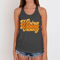 Vibing Orange Vibes Only Color Graphic Women's Knotted Racerback Tank